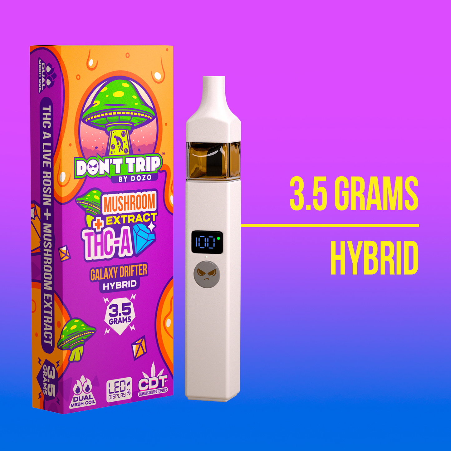 3.5g Dozo Don't Trip Mushroom Vape: Toadstool Drive-Thru (Indica)