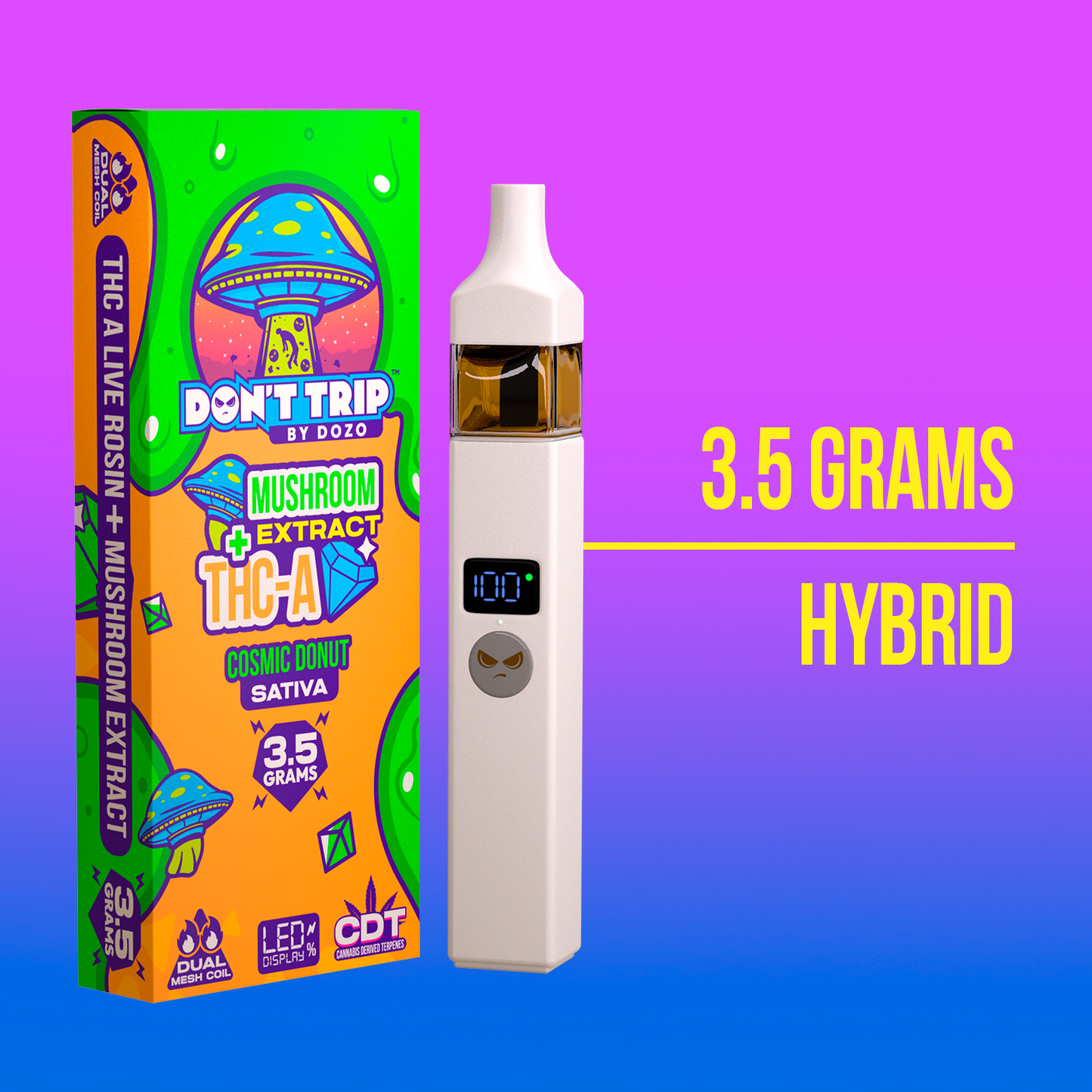 3.5g Dozo Don't Trip Mushroom Vape: Toadstool Drive-Thru (Indica)