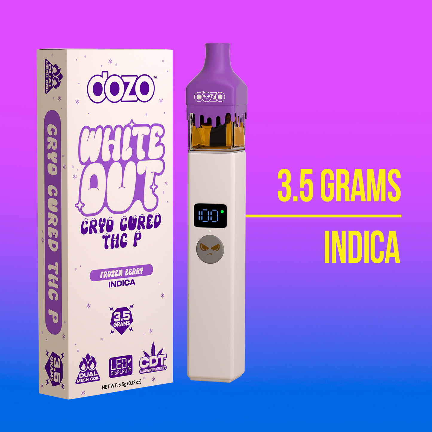 3.5g Dozo White-Out Disposable: Avalanche Kush (Hybrid)