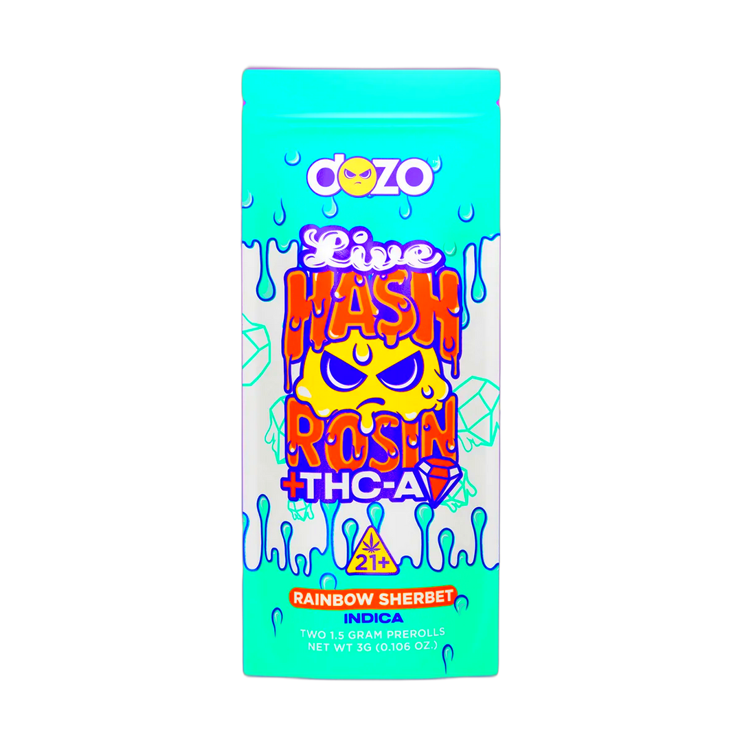 Dozo Live Hash Rosin Preroll | Rainbow Sherbet (Indica)