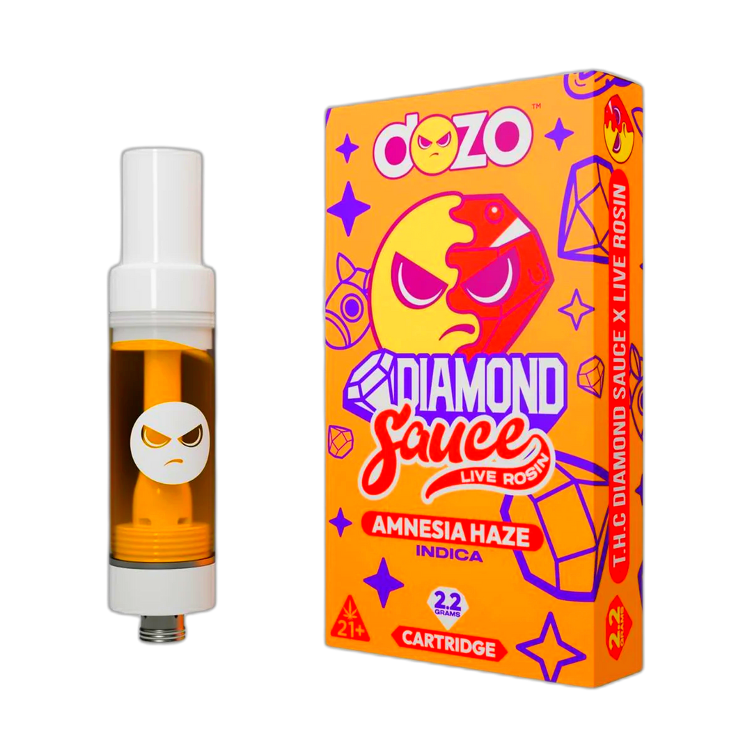 DOZO Diamond Sauce Live Rosin THC Cart | Amnesia Haze (Indica)