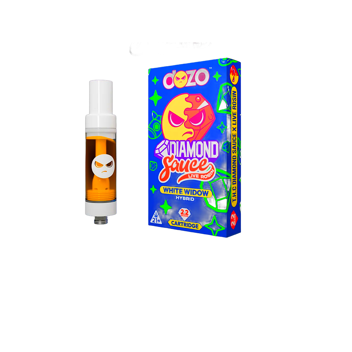 DOZO Diamond Sauce Live Rosin THC Cart | White Widow (Hybrid)