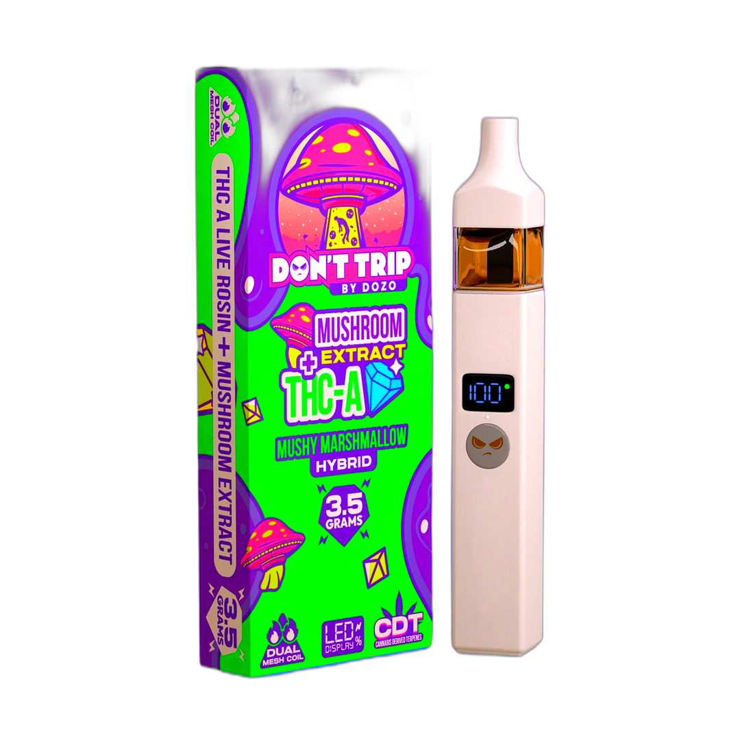 3.5g Dozo Don't Trip Mushroom Vape: Mushy Marshmallow (Hybrid)