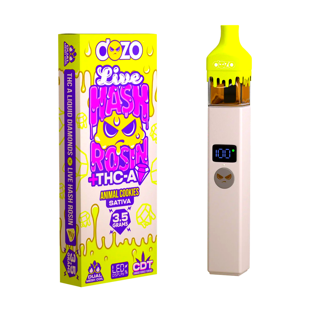 3.5g Dozo Live Hash Rosin THC-A Vape: Animal Cookies (Sativa)
