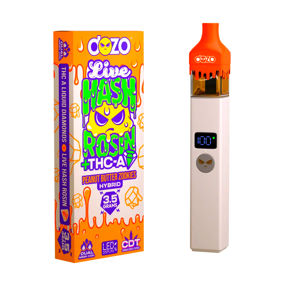 3.5g Dozo Live Hash Rosin THC-A Vape: Peanut Butter Zookies (Hybrid)