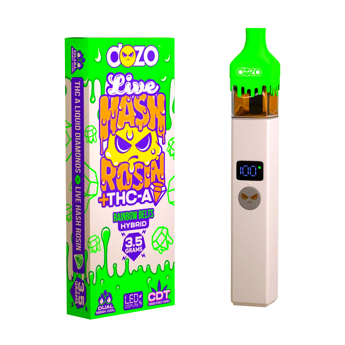 3.5g Dozo Live Hash Rosin THC-A Vape: Rainbow Belts (Hybrid)