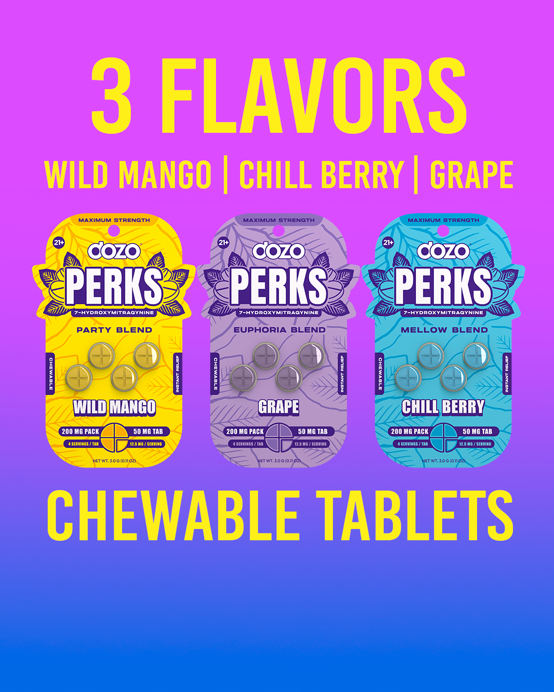 4ct 50mg Dozo PERKS 7-HYDROXYMITRAGYNINE | CHILL BERRY (MELLOW BLEND)