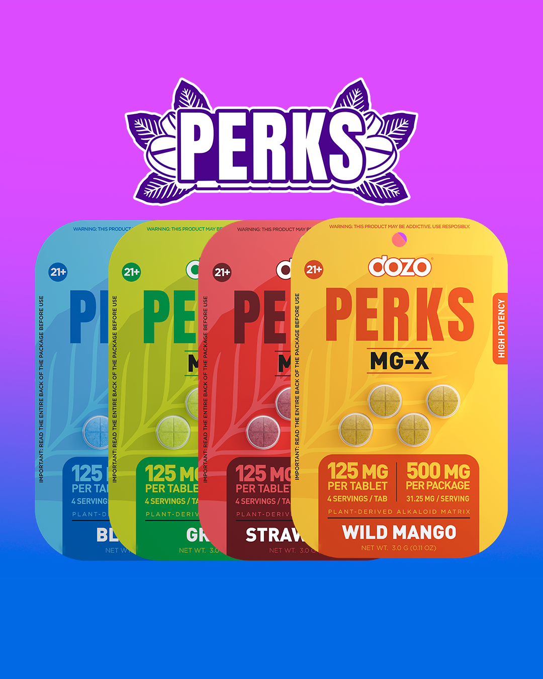 4ct 125mg Dozo PERKS MG-X | 500 mg pack