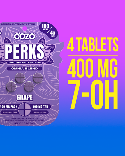4ct 100mg Dozo PERKS 7-HYDROXYMITRAGYNINE | 400 mg per PACK