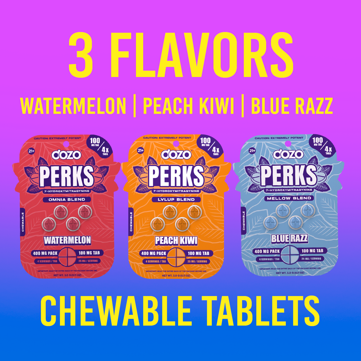 4ct 100mg Dozo PERKS 7-HYDROXYMITRAGYNINE | 400 mg per PACK