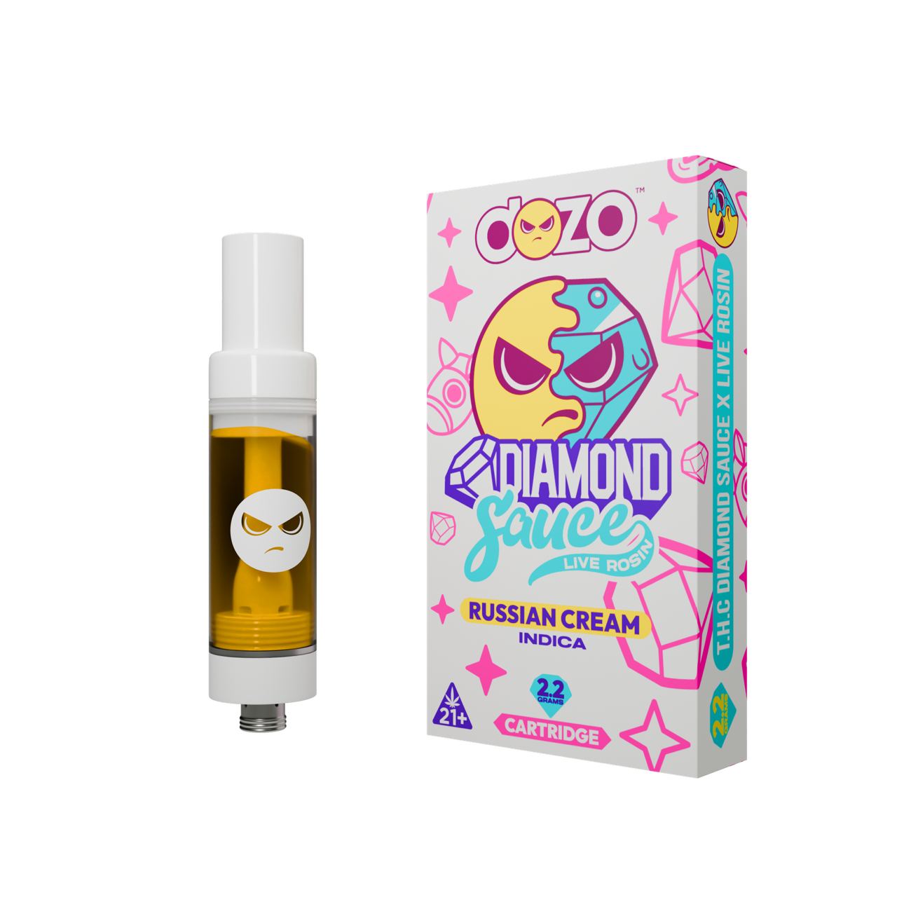 DOZO Diamond Sauce Live Rosin THC Cart | Russian Cream (Indica)