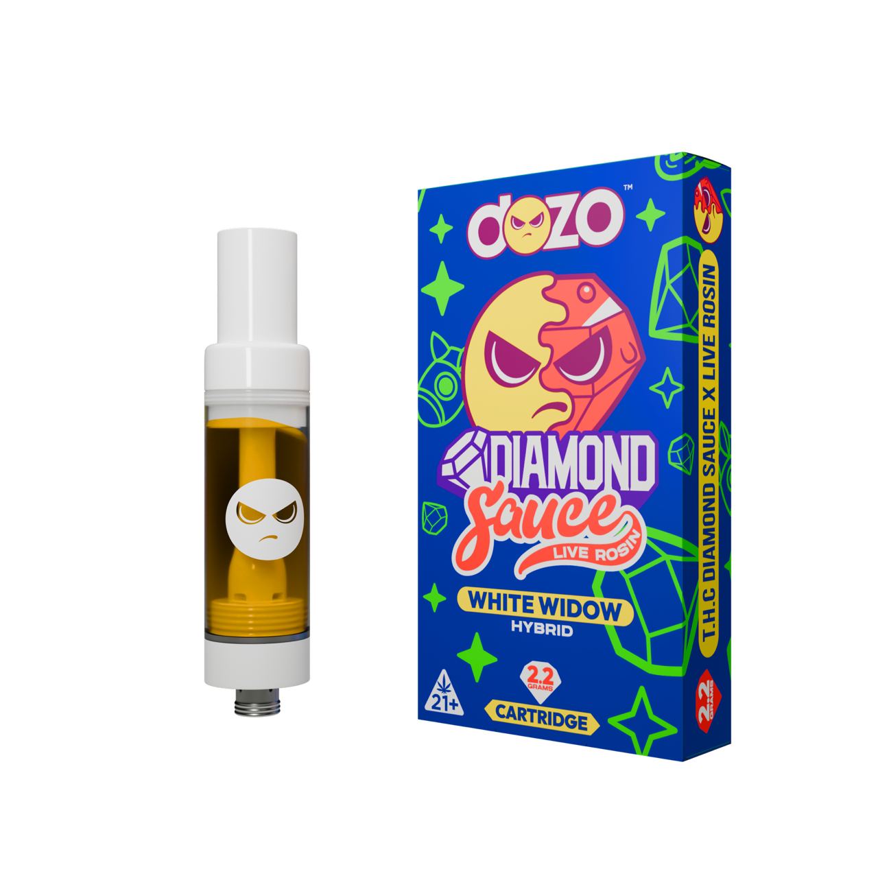 DOZO Diamond Sauce Live Rosin THC Cart | White Widow (Hybrid)