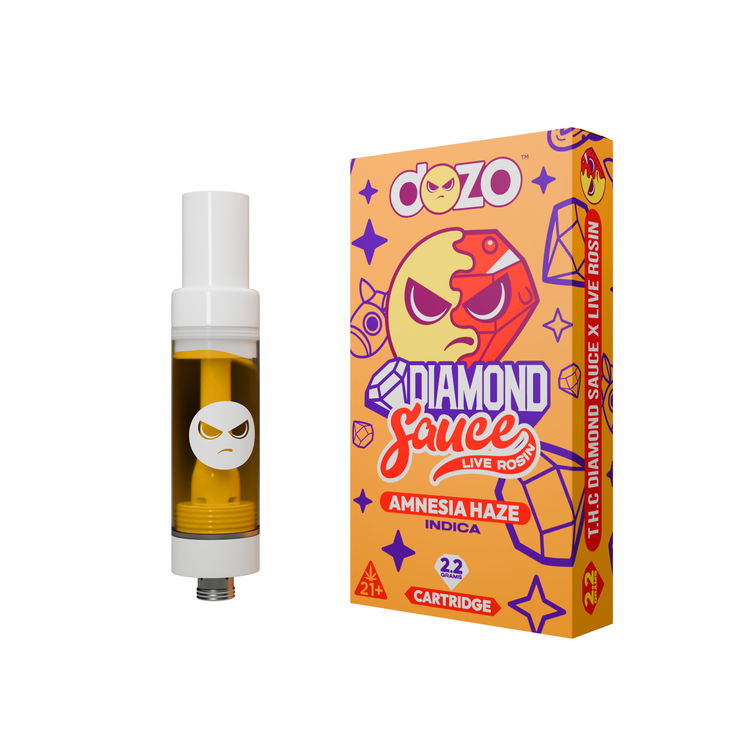 DOZO Diamond Sauce Live Rosin THC Cart | White Widow (Hybrid)