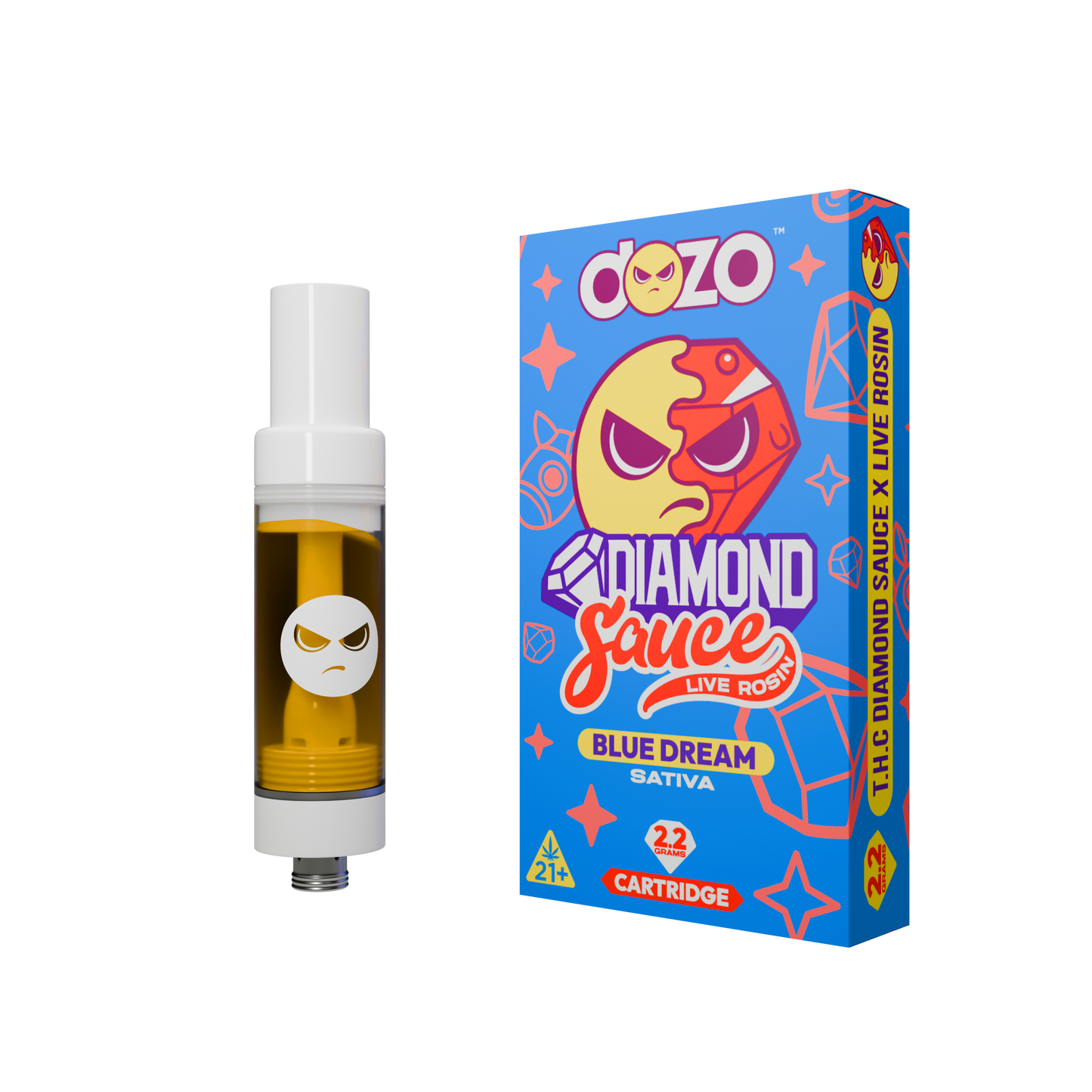 DOZO Diamond Sauce Live Rosin THC Cart | White Widow (Hybrid)