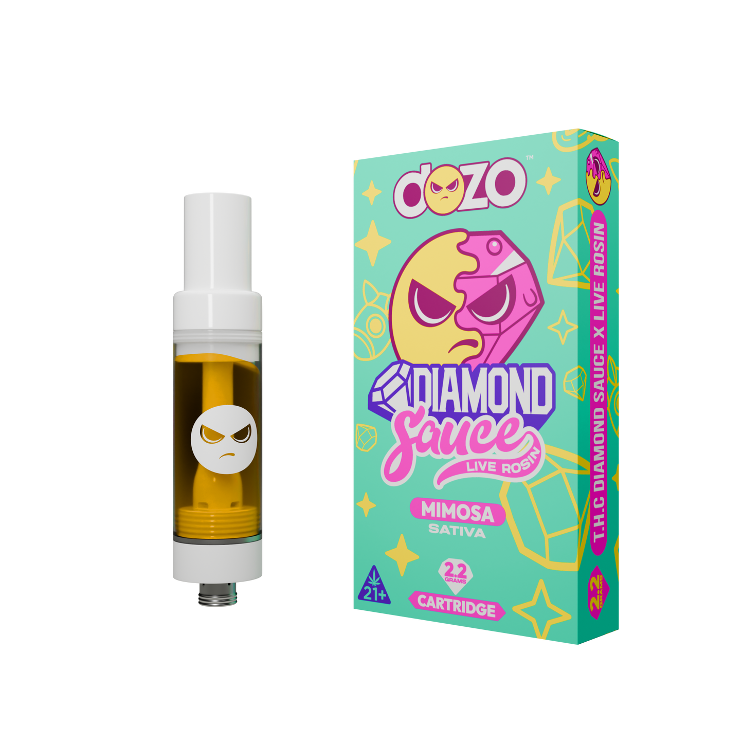 DOZO Diamond Sauce Live Rosin THC Cart | White Widow (Hybrid)