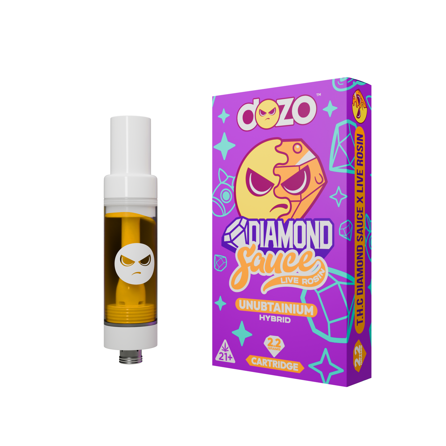 DOZO Diamond Sauce Live Rosin THC Cart | White Widow (Hybrid)